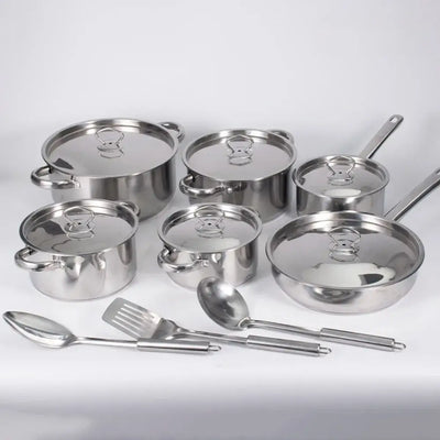 3-ply pots and pans set with stay-cool handles