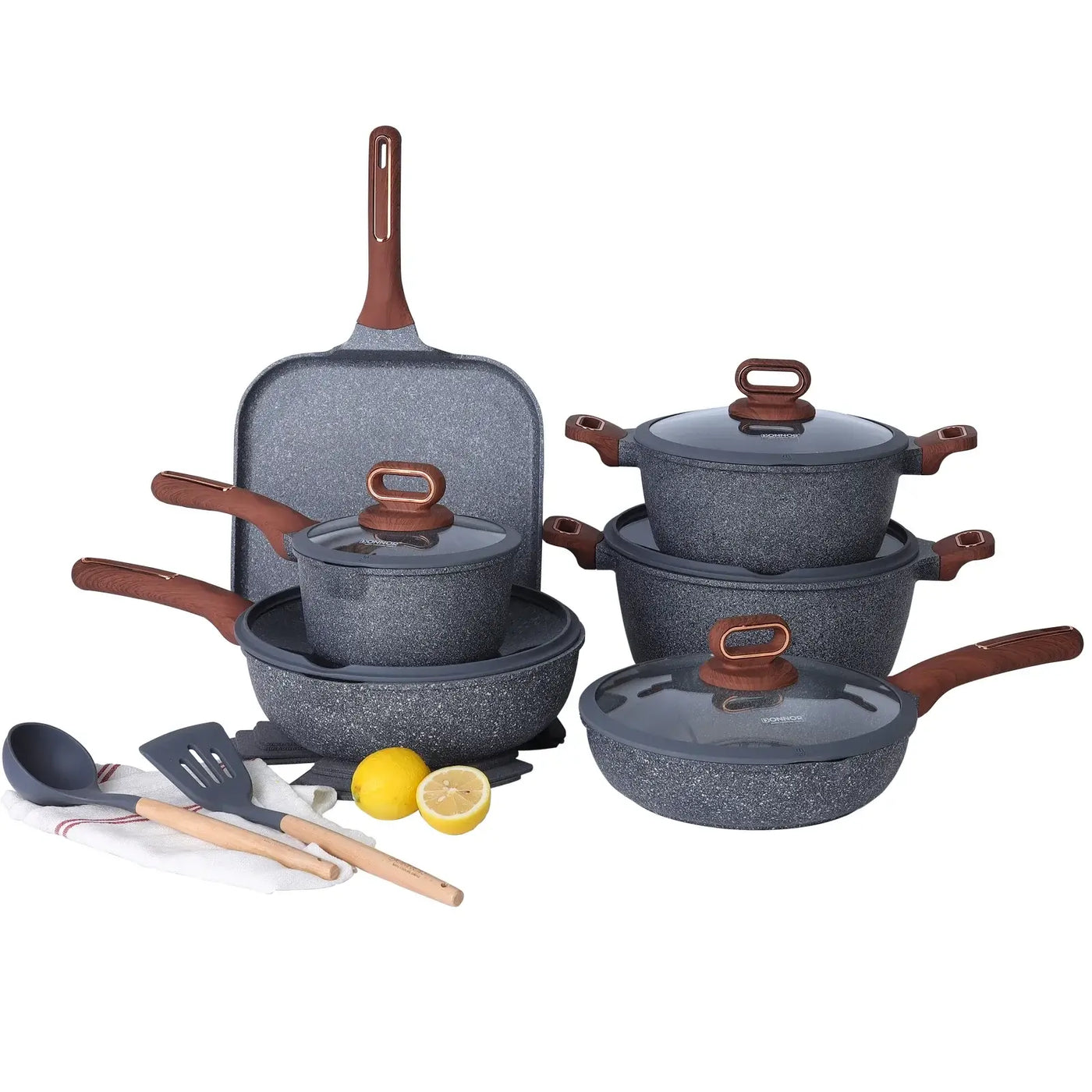 Oven-safe stainless steel cookware set for kitchen use
