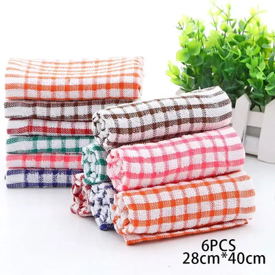 Durable velvet cotton dishcloths, 6-pack. These absorbent towels make kitchen cleaning easy and efficient.