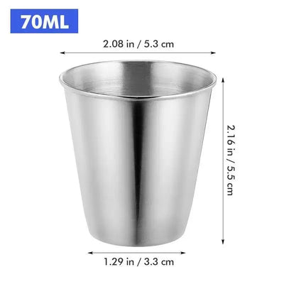 Sleek metal shot cups built to last. Use them for camping drinks, kitchen sauces, or party shots. A stylish, reusable alternative to plastic.