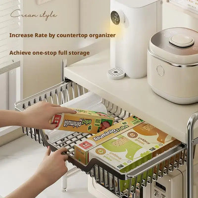 Maximize your kitchen space with this sturdy, multi-layer shelf. Perfect for your microwave, rice cooker, and everyday utensils.