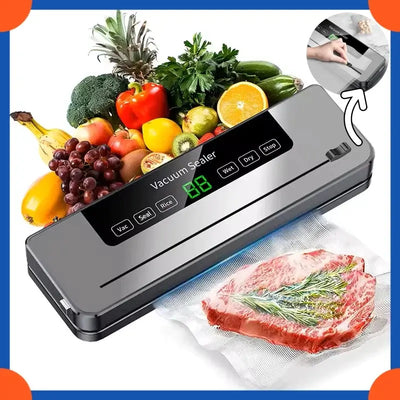 Vacuum sealer machine with built-in cutter for food storage