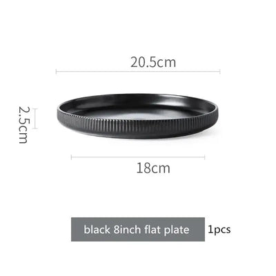 Elegant black porcelain plates with gold rim finish.