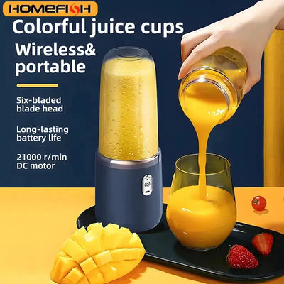 Blend anywhere with this powerful 6-blade portable blender. Perfect for fresh juices, smoothies, and ice crushing on the go.