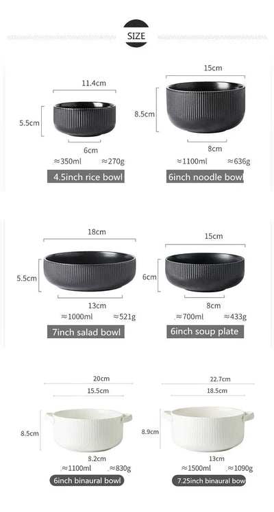 Elegant black porcelain plates with gold rim finish.