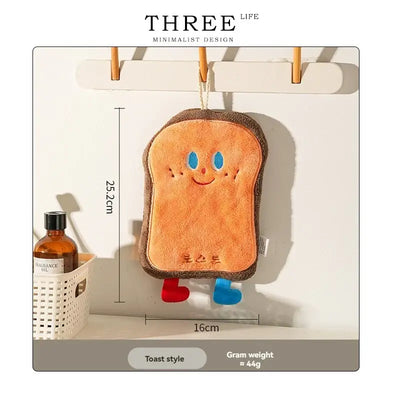 Soft and fun kitchen hand wipe with a hanging loop—quick-dry flannel fabric makes cleanup easy and stylish.