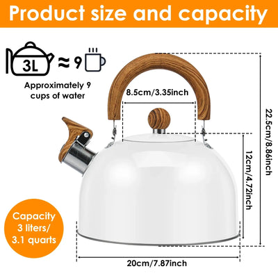 Boil in style with this rustproof stainless steel tea kettle. The anti-scald handle and loud whistle ensure safety and convenience with every brew.