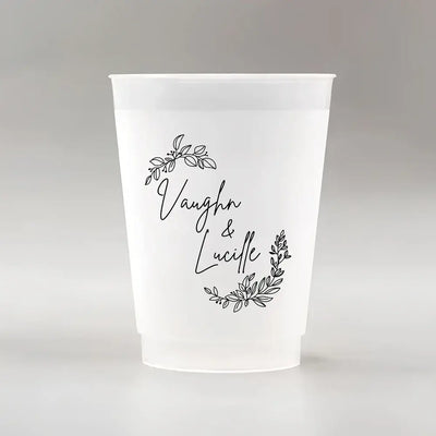 Make your big day unforgettable with our 12oz frosted plastic cups—customized with names, dates, or quotes for the perfect personal touch.