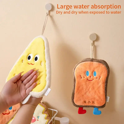 Soft and fun kitchen hand wipe with a hanging loop—quick-dry flannel fabric makes cleanup easy and stylish.