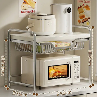 Maximize your kitchen space with this sturdy, multi-layer shelf. Perfect for your microwave, rice cooker, and everyday utensils.