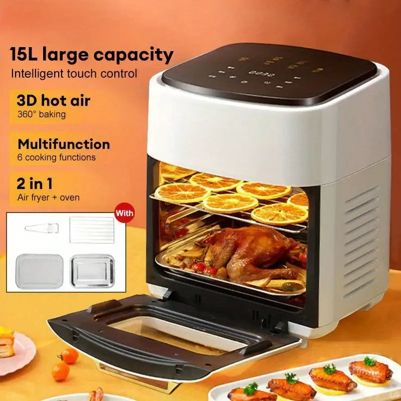 15L smart electric air fryer with digital display panel