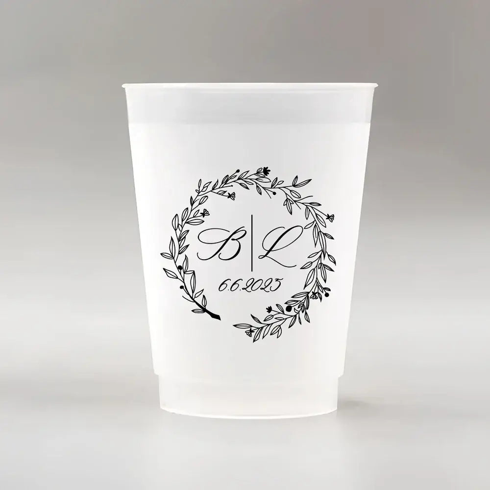 Make your big day unforgettable with our 12oz frosted plastic cups—customized with names, dates, or quotes for the perfect personal touch.