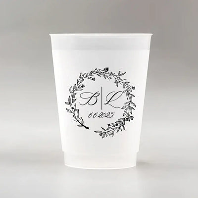 Make your big day unforgettable with our 12oz frosted plastic cups—customized with names, dates, or quotes for the perfect personal touch.