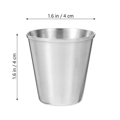 Sleek metal shot cups built to last. Use them for camping drinks, kitchen sauces, or party shots. A stylish, reusable alternative to plastic.