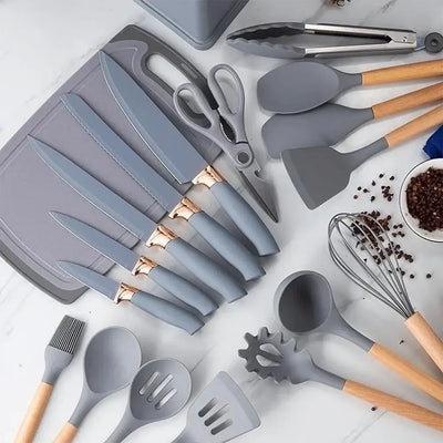 Heat-resistant non-stick cooking tools and knives set