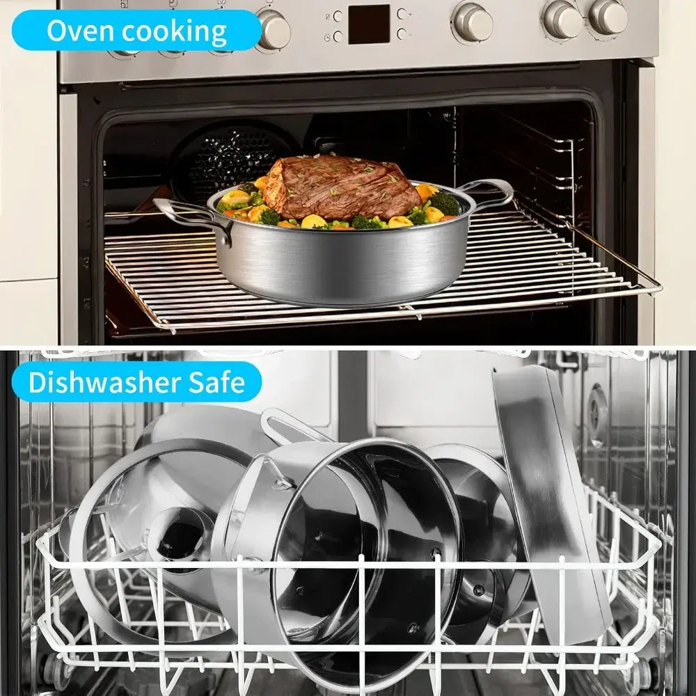 3-ply pots and pans set with stay-cool handles