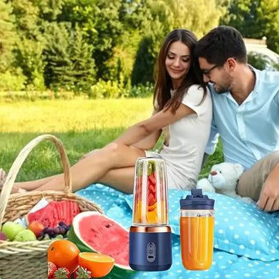 Blend anywhere, anytime. This sleek 2-in-1 portable blender charges via USB and lets you enjoy fresh smoothies and juices on the go.